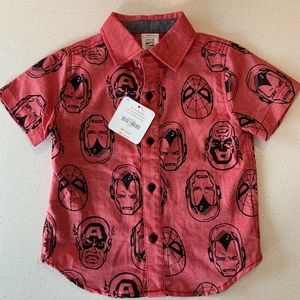 Marvel Avengers Boys Short Sleeve Button Down